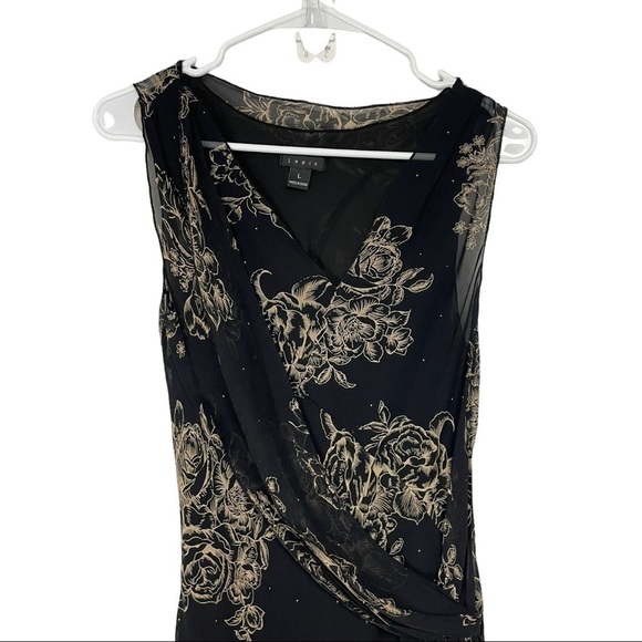 Lapis Silk Floral Faux Wrap Midi Dress Large - Picture 3 of 12